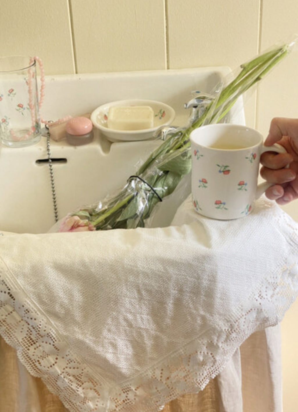 Flower pattern lace big mat