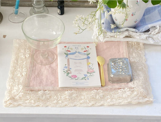 Flower pattern lace big mat(pink)