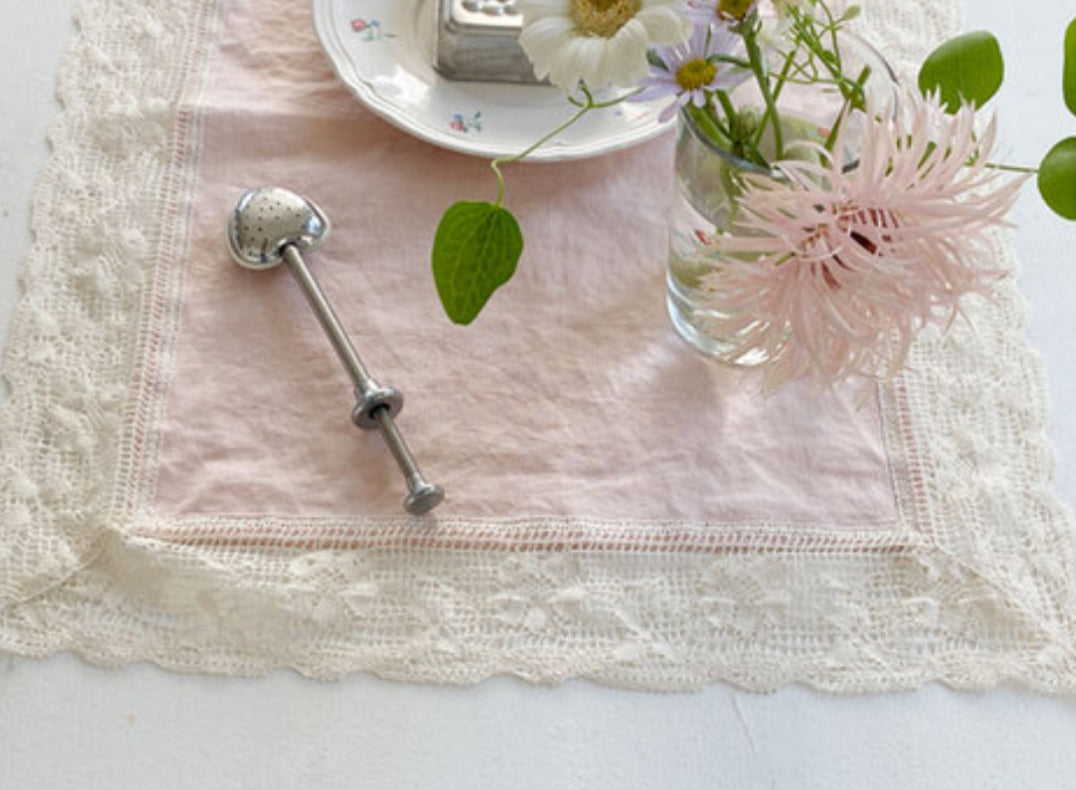 Flower pattern lace big mat(pink)