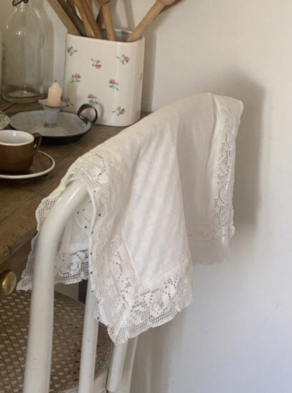 Flower pattern lace big mat