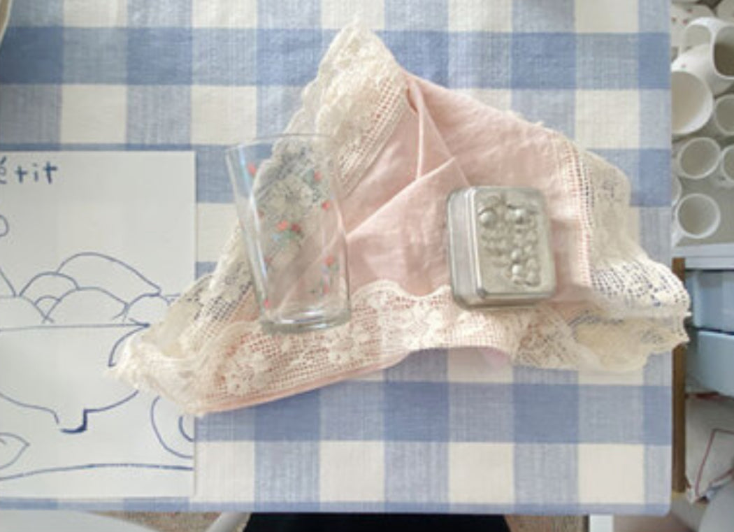 Flower pattern lace big mat(pink)